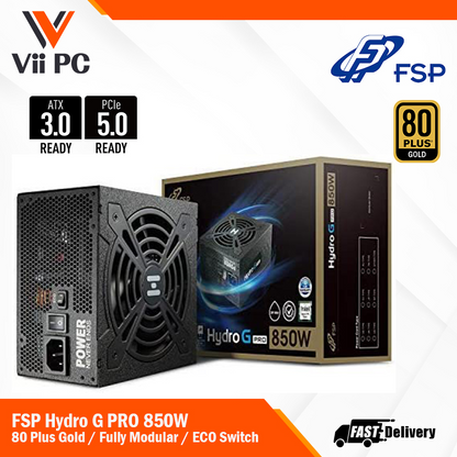 FSP Hydro G PRO (850W / 1000W) 80 Plus® Gold Full Modular ATX 3.0 / PCIe 5.0 Ready / 12VHPWR, 12V V2.52 Active PFC Power Supply (10 Year Warranty)