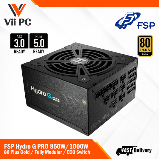 FSP Hydro G PRO (850W / 1000W) 80 Plus® Gold Full Modular ATX 3.0 / PCIe 5.0 Ready / 12VHPWR, 12V V2.52 Active PFC Power Supply (10 Year Warranty)