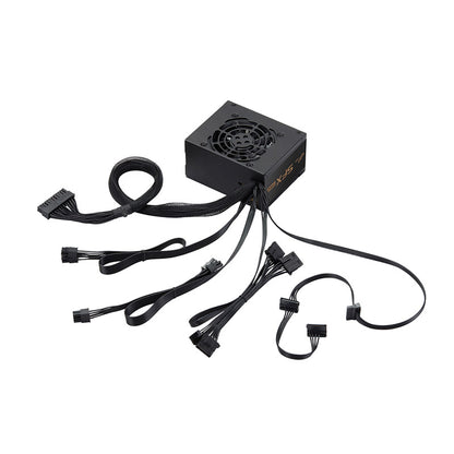 FSP SFX Pro 350W 80 Plus® Bronze Power Supply - DC to DC Output, SFX to ATX Adapter, Black Ribbon Cables