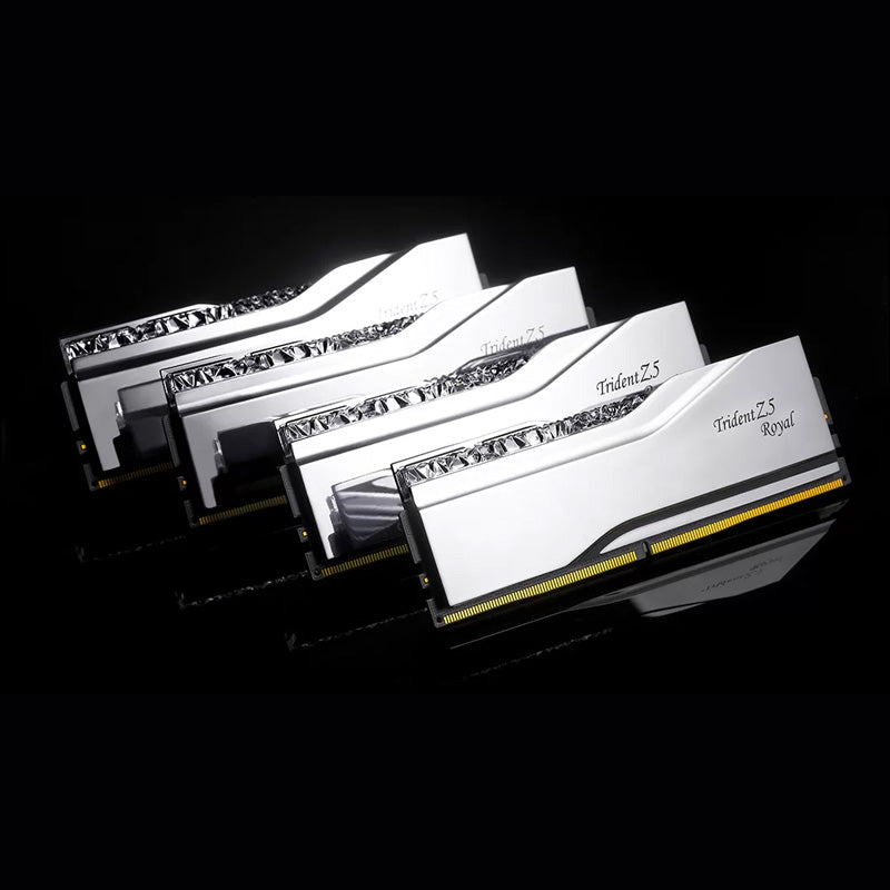 G.SKILL Trident Z5 Royal RGB Series (SILVER): 32GB/48GB/64GB/96GB DDR5-6000/6400/6800/7200/7600/7800/8000/8200/8400 MT/s - Intel XMP 3.0 Ready
