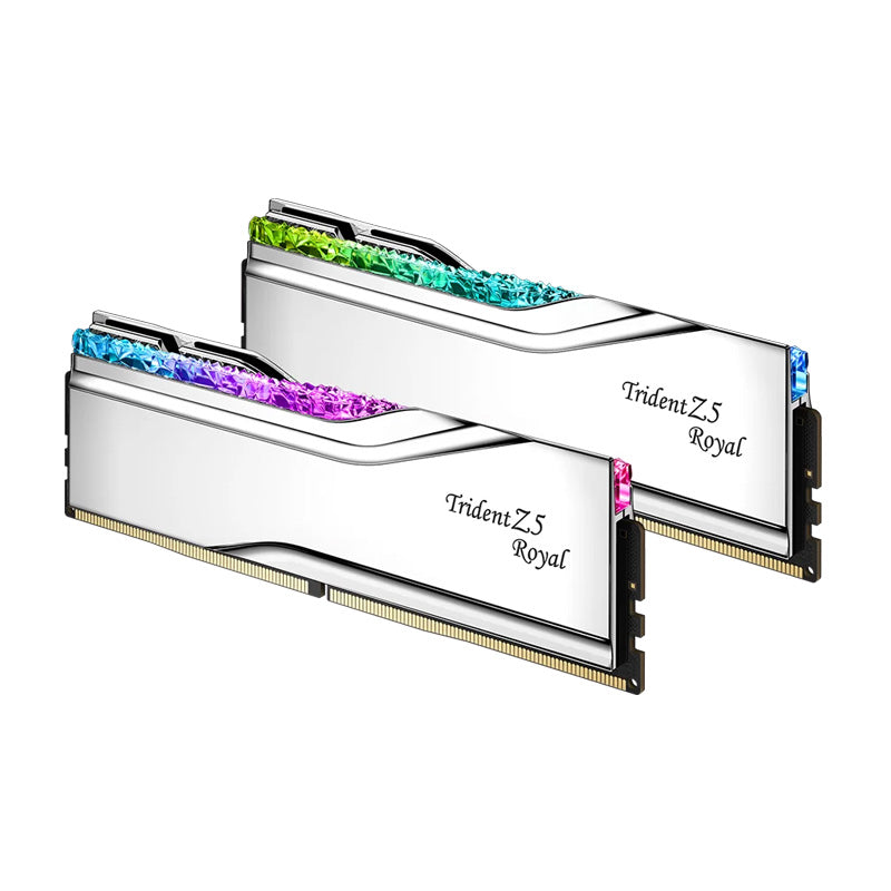 G.SKILL Trident Z5 Royal RGB Series (SILVER): 32GB/48GB/64GB/96GB DDR5-6000/6400/6800/7200/7600/7800/8000/8200/8400 MT/s - Intel XMP 3.0 Ready