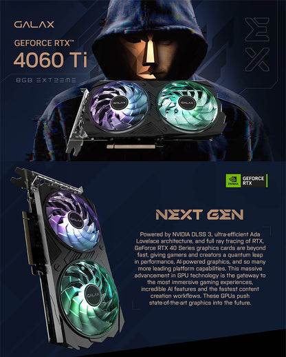 GALAX GeForce RTX 4060 Ti EX 8GB DDR6 GAMING Graphics Card