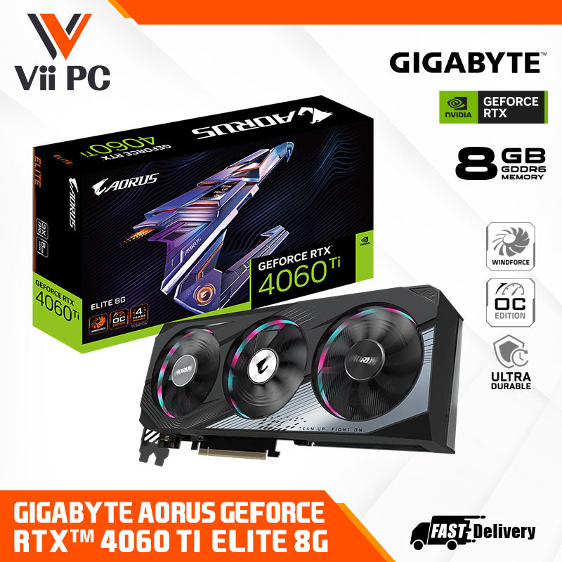 GIGABYTE AORUS ELITE GeForce RTX 4060 Ti 8GB DDR6 GAMING Graphics Card