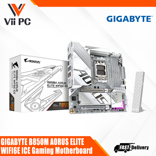 GIGABYTE B850M AORUS ELITE WIFI6E ICE, AMD Ryzen™ 9000 Series Processors, Micro ATX Gaming Motherboard