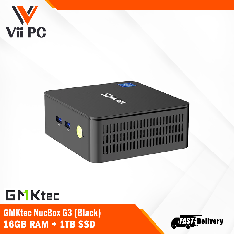 GMKtec NucBox G3 Mini PC (Black) - Intel N100 Processor (16GB RAM + 1TB SSD)