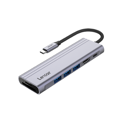 Lexar H31 7-in-1 USB-C Hub - 4K@60Hz HDMI 2.0, 100W USB-C PD charging port, 3 USB-A ports and SD/microSD™ card slots (Compatible with Laptop/Tablet/Smartphone)