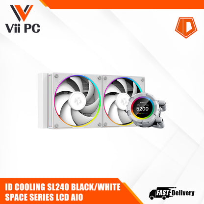 ID Cooling SL240 Space Series LCD AIO Liquid CPU Cooler Black/White