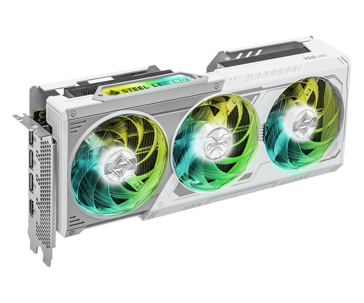 ASRock Intel Arc B580 Steel Legend 12GB OC White Triple RGB Fan Gaming Graphic Card
