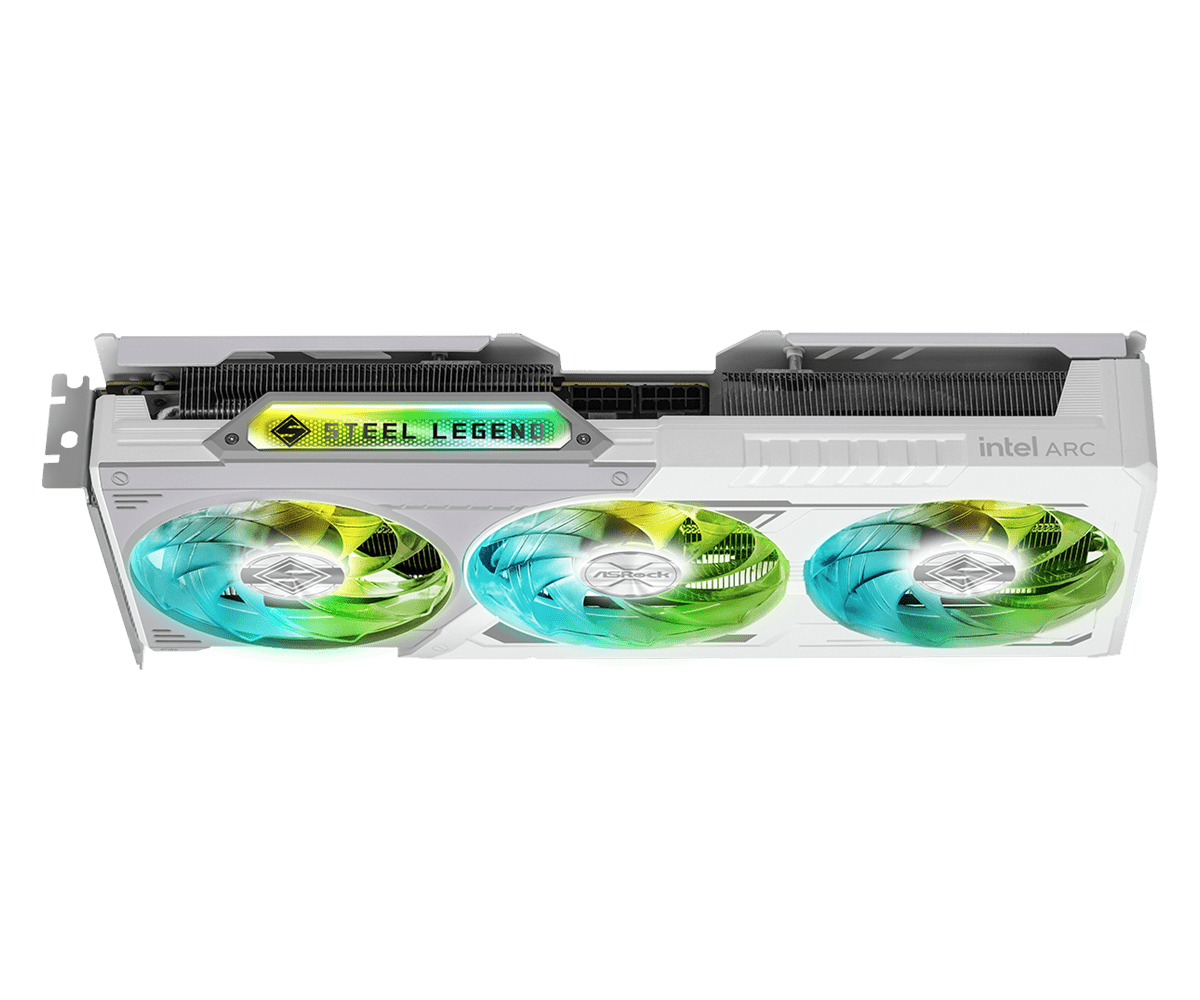 ASRock Intel Arc B580 Steel Legend 12GB OC White Triple RGB Fan Gaming Graphic Card