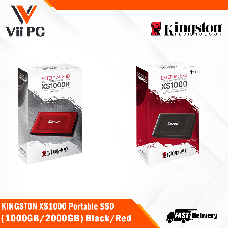 Kingston XS1000 Portable SSD - (1000GB/2000GB) - (Black/Red)
