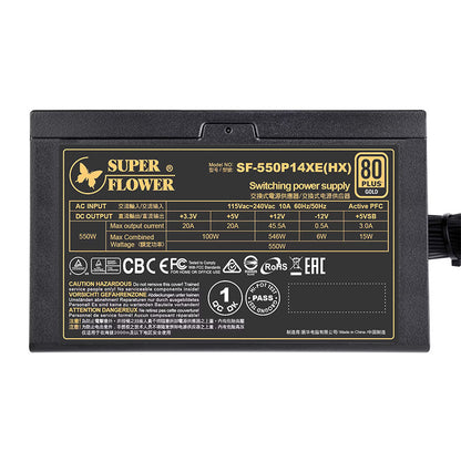 Super Flower LEGION HX 550W 80 Plus® Gold Power Supply (Fixed Cable Design) - Support All Intel / AMD Multi-Core CPU, ATX / BTX Compatible Motherboards, Support NVIDIA® SLI™ & ATI CrossFireX™ High Performance Graphic Card