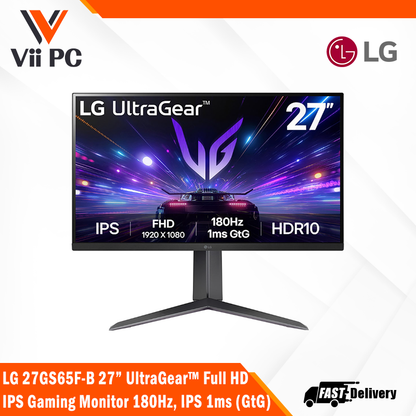 LG 27GS65F-B 27” UltraGear™ Full HD IPS Gaming Monitor 180Hz, IPS 1ms (GtG)