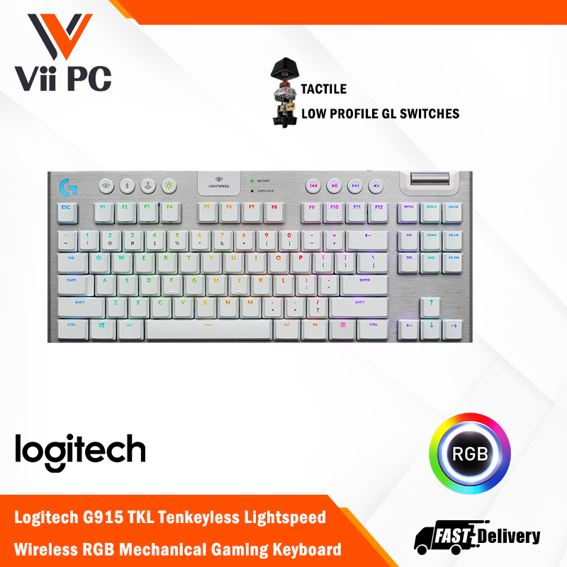 LOGITECH G915 TKL WHITE WIRELESS MECHANICAL GAMING KEYBOARD