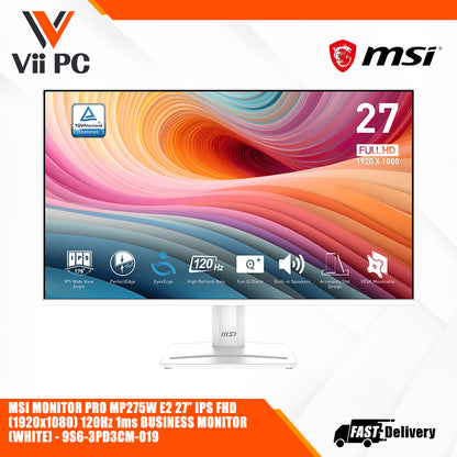 MSI MONITOR PRO MP275W E2 * 27"/FHD/Flatscreen/IPS/120Hz * 1ms(MPRT)/4ms(GtG)/AdaptiveSync/HDR Ready