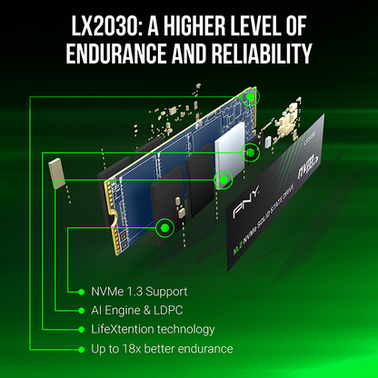 PNY LX2030 M.2 NVMe 2TB SSD - High Performance, Enhanced Reliability, Up to 18X Better Endurance