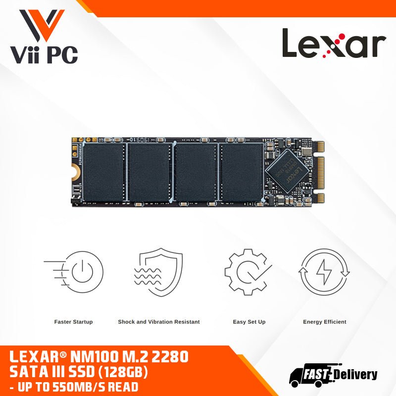 Lexar® NM100 M.2 2280 SATA III (6Gb/s) SSD (128GB / 256GB / 512GB) - Up to 550MB/s read