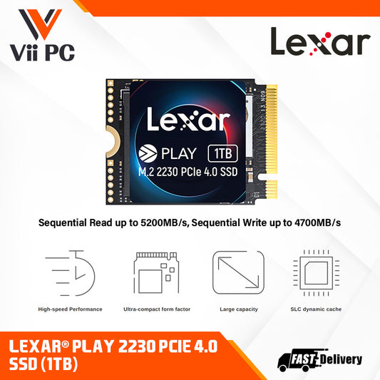 Lexar® PLAY 2230 PCIe 4.0 SSD (1TB) - High-speed Performance, Ultra-compact form factor, Large capacity, SLC dynamic cache