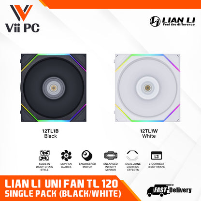 LIAN LI UNI FAN TL120 ARGB Single Pack (Black/White)