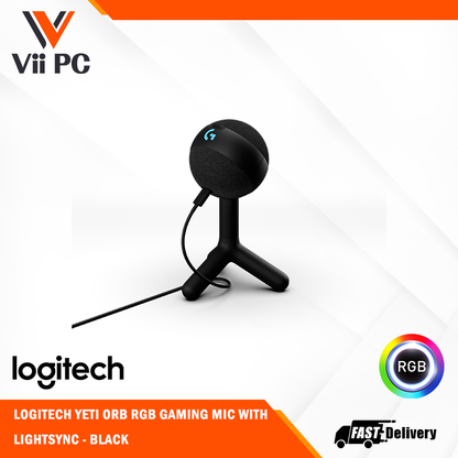 LOGITECH G Yeti Orb - Condenser RGB Gaming Mic with LIGHTSYNC (USB PLUG AND PLAY) - BLACK