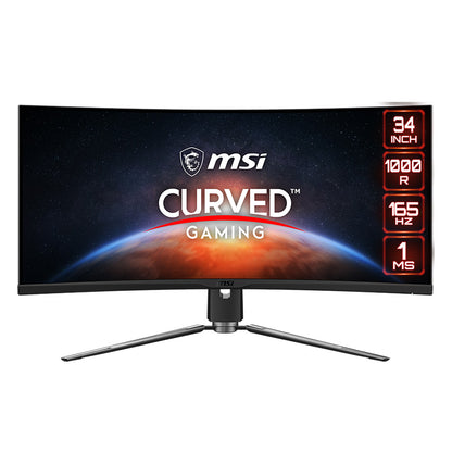 MSI MPG ARTYMIS 343CQR Gaming Monitor - 34" 3440 x 1440 (UWQHD), VA, 165Hz, FreeSync Premium, HDR 400, HDMI, DisplayPort, USB C, Tilt, Swivel, Height Adjustable (Black)