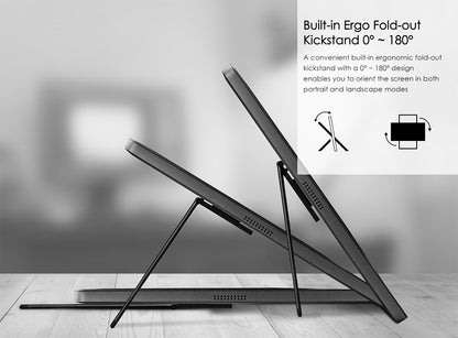 MSI PRO MP161 15.6" Full HD Portable Monitor, Portable Design, Ultra Slim Design, HDMI, Type- C Display, Built-in Speakers