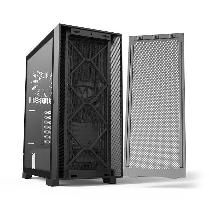 Montech AIR 1000 Lite ATX Mid Tower Case - High Airflow Fans Pre-Installed, Swivel Glass Side Panel, Mesh Front Panel