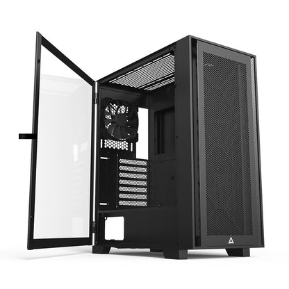 Montech AIR 1000 Lite ATX Mid Tower Case - High Airflow Fans Pre-Installed, Swivel Glass Side Panel, Mesh Front Panel