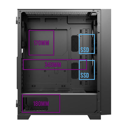 Montech AIR 1000 Lite ATX Mid Tower Case - High Airflow Fans Pre-Installed, Swivel Glass Side Panel, Mesh Front Panel
