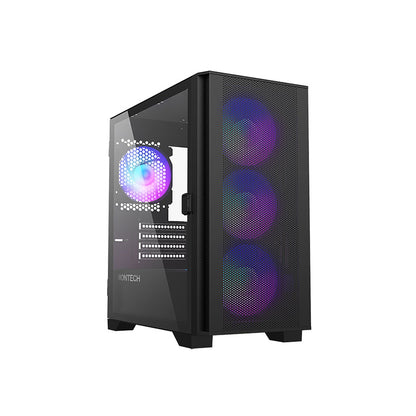 Montech AIR 100 ARGB Micro-ATX Case - 4 ARGB Fans, Lighting Controller, Fine Mesh Front Panel Design (Black/White)