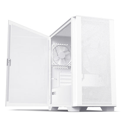 Montech AIR 100 LITE Micro-ATX Case - 2 Silent Fans, Fine Mesh Front Panel Design, Side Swivel Tempered Glass Side Panel (Black/White)
