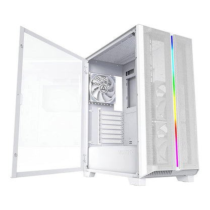 Montech SKY ONE LITE ATX Gaming Mid Tower Case - Air Performance Fine Mesh Front Panel, 3x High Airflow Fans Pre-Installed, Easy Swivel Glass Side Panel, ARGB (Black/White)
