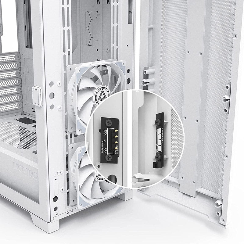 Montech SKY ONE LITE ATX Gaming Mid Tower Case - Air Performance Fine Mesh Front Panel, 3x High Airflow Fans Pre-Installed, Easy Swivel Glass Side Panel, ARGB (Black/White)
