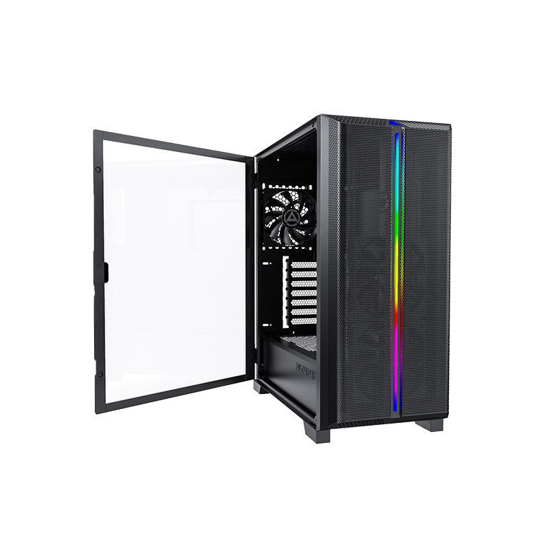 Montech SKY ONE LITE ATX Gaming Mid Tower Case - Air Performance Fine Mesh Front Panel, 3x High Airflow Fans Pre-Installed, Easy Swivel Glass Side Panel, ARGB (Black/White)