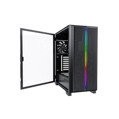 Montech SKY ONE LITE ATX Gaming Mid Tower Case - Air Performance Fine Mesh Front Panel, 3x High Airflow Fans Pre-Installed, Easy Swivel Glass Side Panel, ARGB (Black/White)