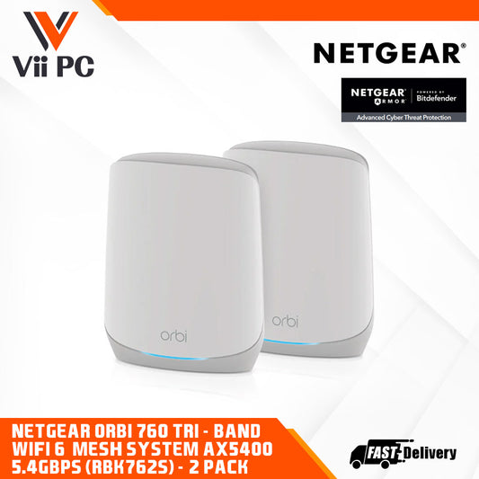 NETGEAR Orbi 760 Tri-Band WiFi 6 Mesh System - AX5400 5.4Gbps - 2-Pack (RBK762S)