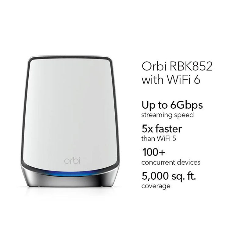 NETGEAR Orbi 850 Tri-Band WiFi 6 Mesh System - AX6000 6Gbps - 2-Pack (RBK852)