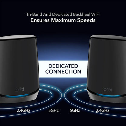 NETGEAR Orbi 860 Tri-Band WiFi 6 Mesh System - AX6000 6Gbps - 3-Pack, Black (RBK863SB)