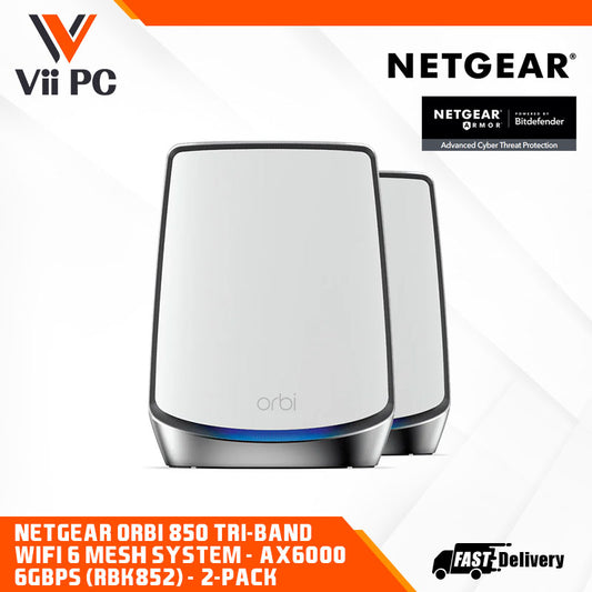 NETGEAR Orbi 850 Tri-Band WiFi 6 Mesh System - AX6000 6Gbps - 2-Pack (RBK852)