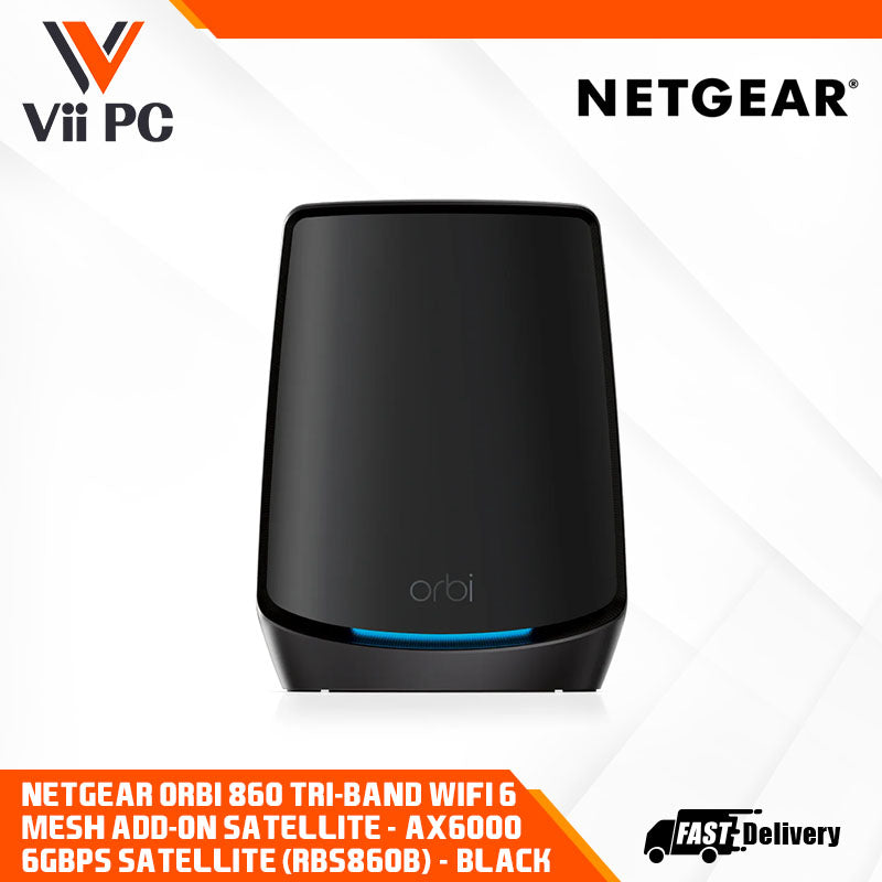 NETGEAR Orbi 860 Tri-Band WiFi 6 Mesh Add-on Satellite - AX6000 6Gbps Satellite (RBS860B) Only - Black