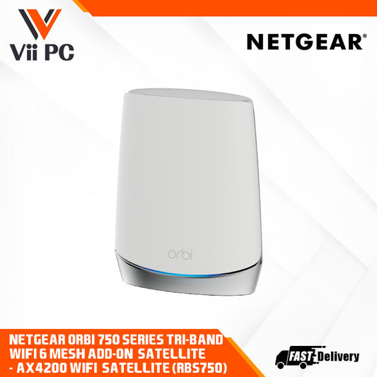 NETGEAR Orbi 750 Series Tri-band WiFi 6 Mesh Add-on Satellite, 4.2Gbps - AX4200 WiFi (RBS750) Satellite Only