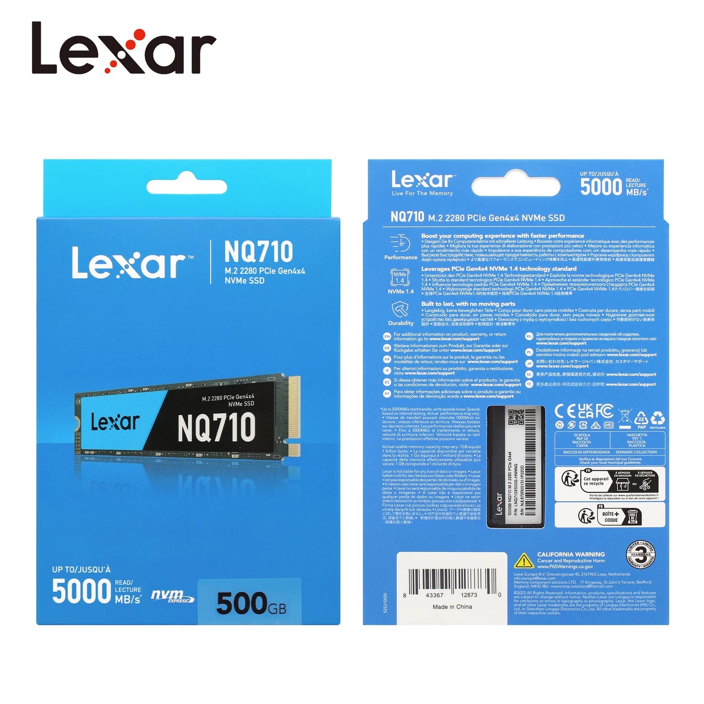 Lexar NQ710 M.2 2280 PCIe Gen4x4 NVMe 1.4 SSD (1TB / 2TB) - Up to 5000MB/s READ, Up to 3300MB/s WRITE