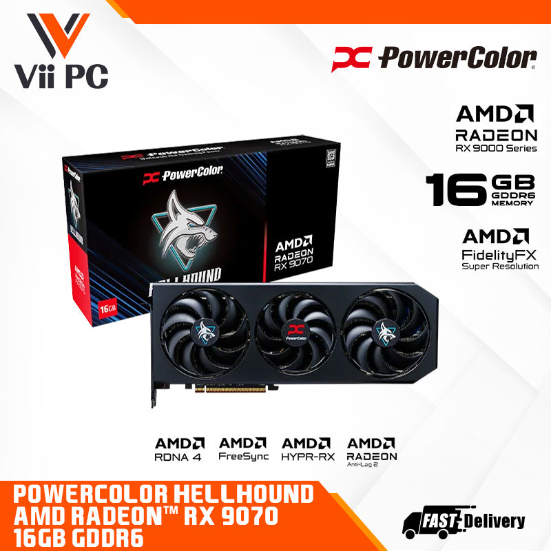 PowerColor Hellhound AMD Radeon RX 9070 16GB GDDR6 Graphics Card – Vii ...