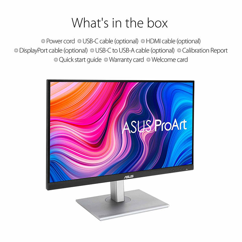 ASUS ProArt Display PA278CV Professional Monitor - 27" IPS, WQHD (2560x1440), 100% sRGB, 100% Rec. 709, Color Accuracy ΔE<2, Calman Verified, USB-C, DisplayPort Daisy-chaining, ProArt Preset, ProArt Palette
