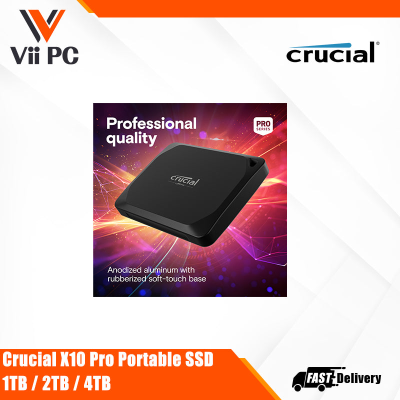 Crucial X10 Pro Portable SSD (1TB / 2TB / 4TB) - USB 3.2 Gen-2 2x2 (20Gb/s)