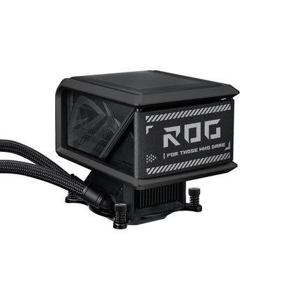 ASUS ROG Ryuo IV SLC 360 ARGB AIO Gaming CPU Liquid Cooler (6.67-inch Curved AMOLED display / Display Custom Content / Sliding LCD panel / 200mm tubing / Aura Fan Edge) - Compatible with AMD & Intel Socket