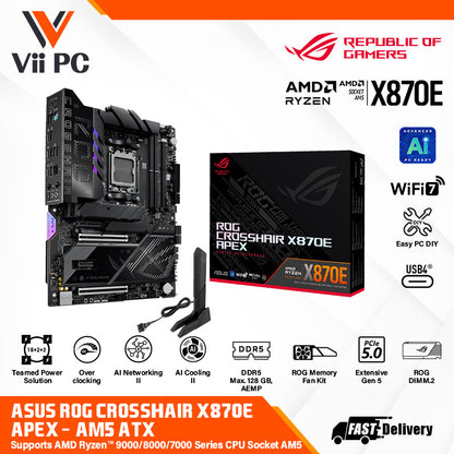 ASUS ROG CROSSHAIR X870E APEX (Socket AM5, DDR5, PCIe 5.0, WiFi 7, USB4, ROG Memory Fan Kit) GAMING ATX Motherboard (AI PC Ready) - PRE-ORDER -