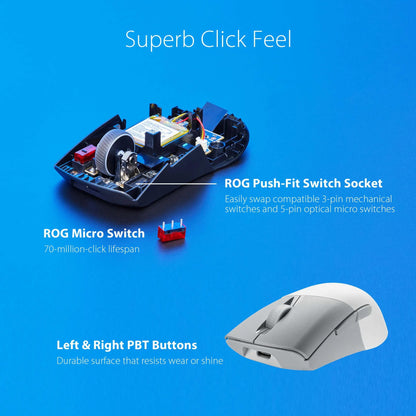 ASUS ROG Keris Wireless AimPoint Gaming Mouse - 75 g, ROG AimPoint Pro 36,000 DPI, Swappable Switches, Tri-mode Connectivity