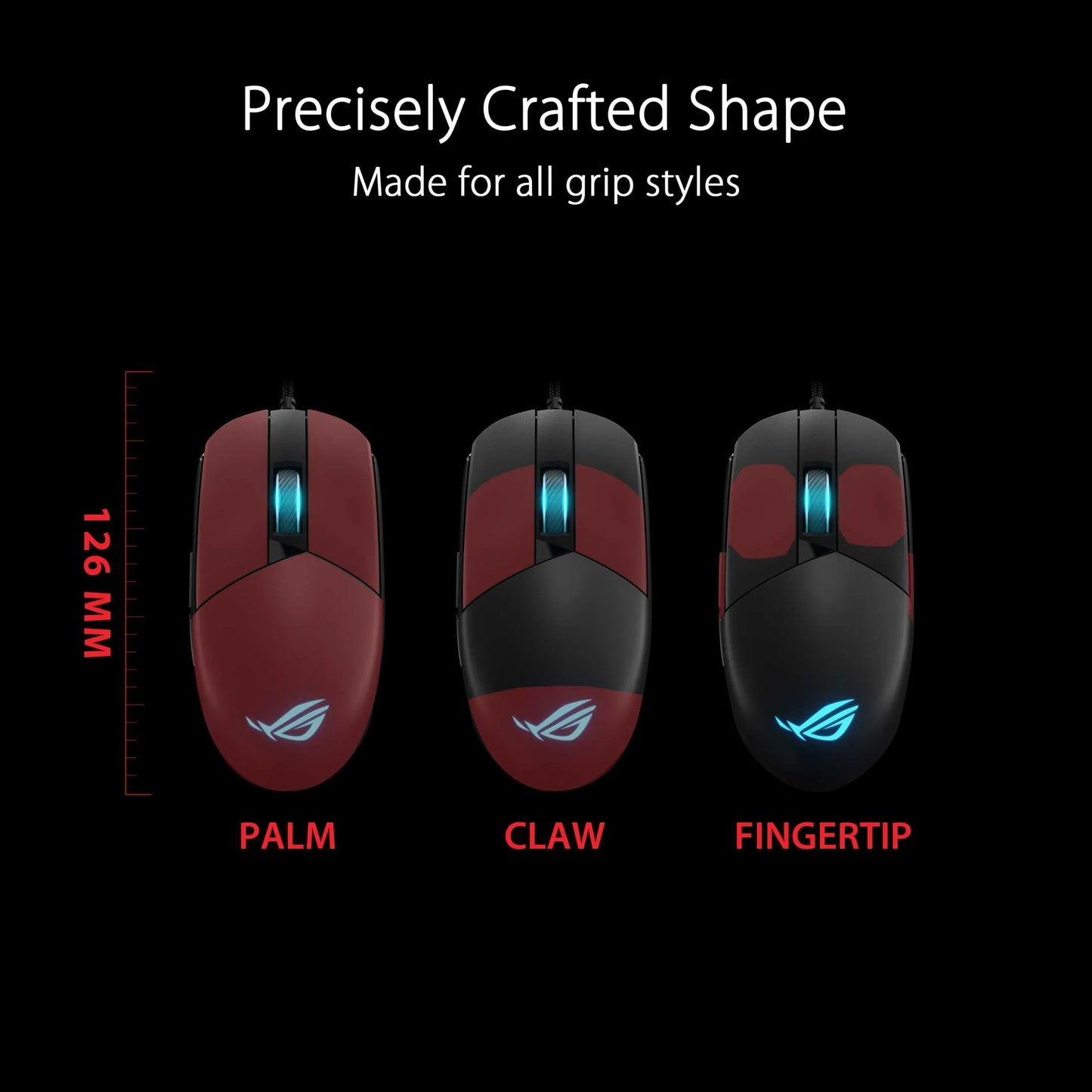 ASUS ROG Strix Impact III Wired Gaming Mouse - 12000 DPI, 59 g, AURA Sync, Swappable Mechanical Switches
