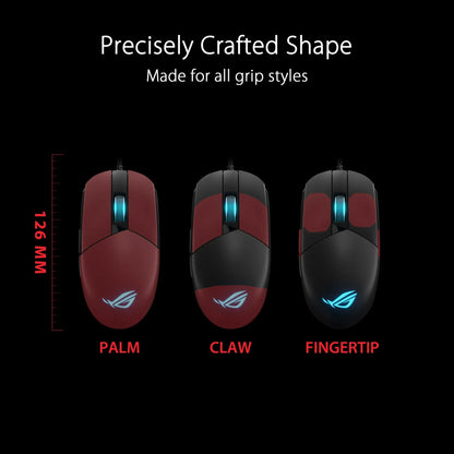 ASUS ROG Strix Impact III Wired Gaming Mouse - 12000 DPI, 59 g, AURA Sync, Swappable Mechanical Switches