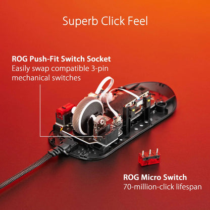 ASUS ROG Strix Impact III Wired Gaming Mouse - 12000 DPI, 59 g, AURA Sync, Swappable Mechanical Switches